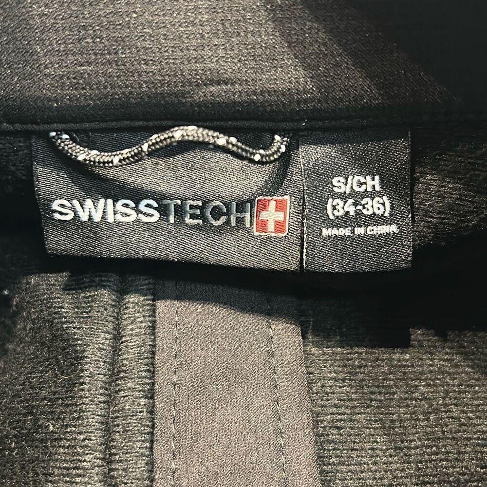 Swiss Tech Mens Softshell Jacket Sz Small Black Front Zip Hand Pockets - Picture 8 of 11